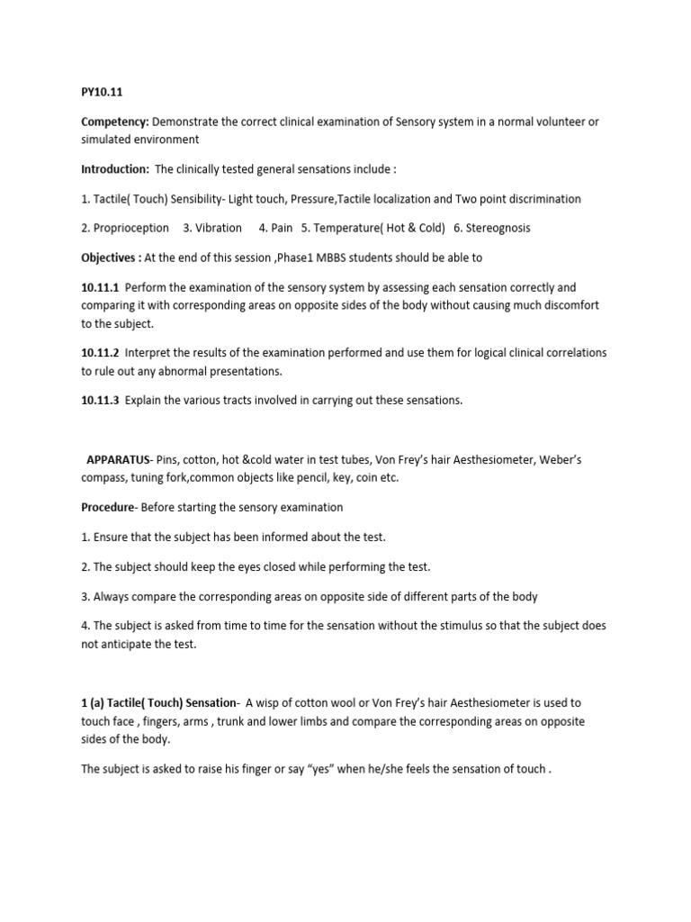 Sensory System | PDF | Somatosensory System | Senses