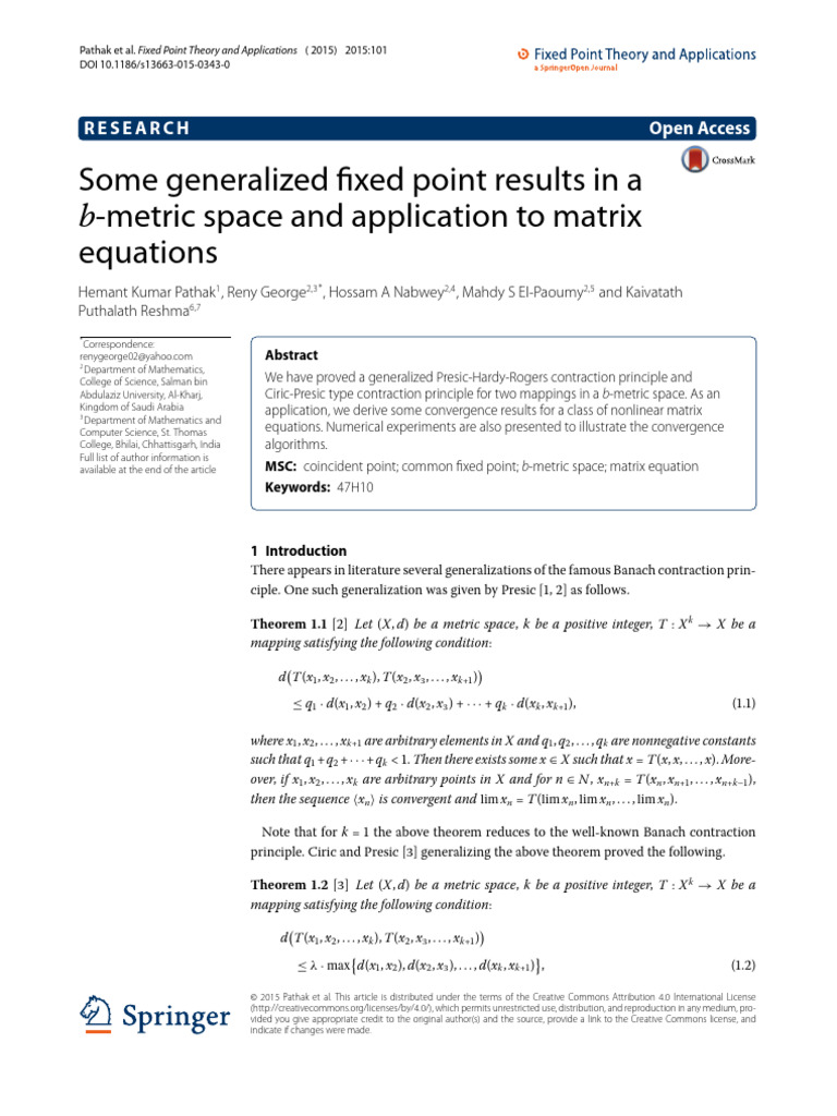 Fixed Point Theory and Application Matrix Equation | PDF | Sequence ...