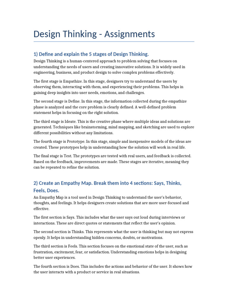Design Thinking Assignment Expanded | PDF | Design Thinking | Empathy
