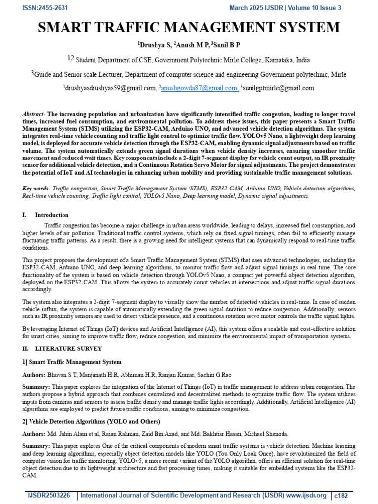 Smart Traffic Management | PDF | Traffic | Internet Of Things