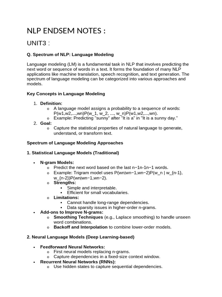 Nlp Endsem Notes Unit3 | PDF | Applied Mathematics | Learning