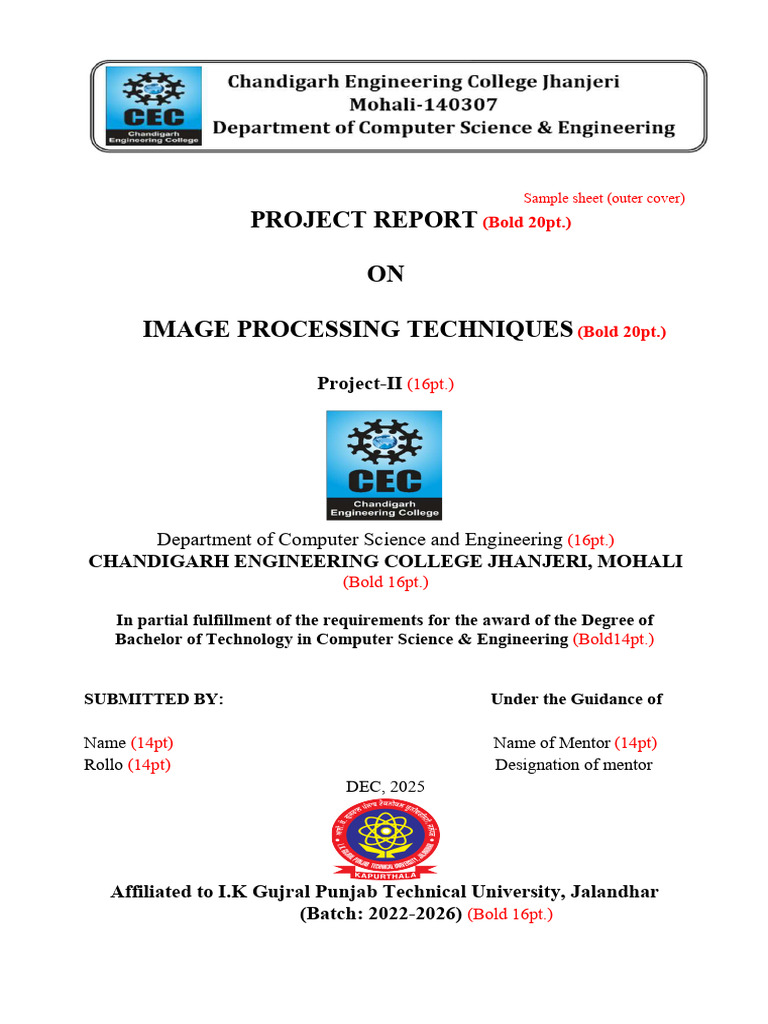 Final Project Report Format CSE - CEC | PDF