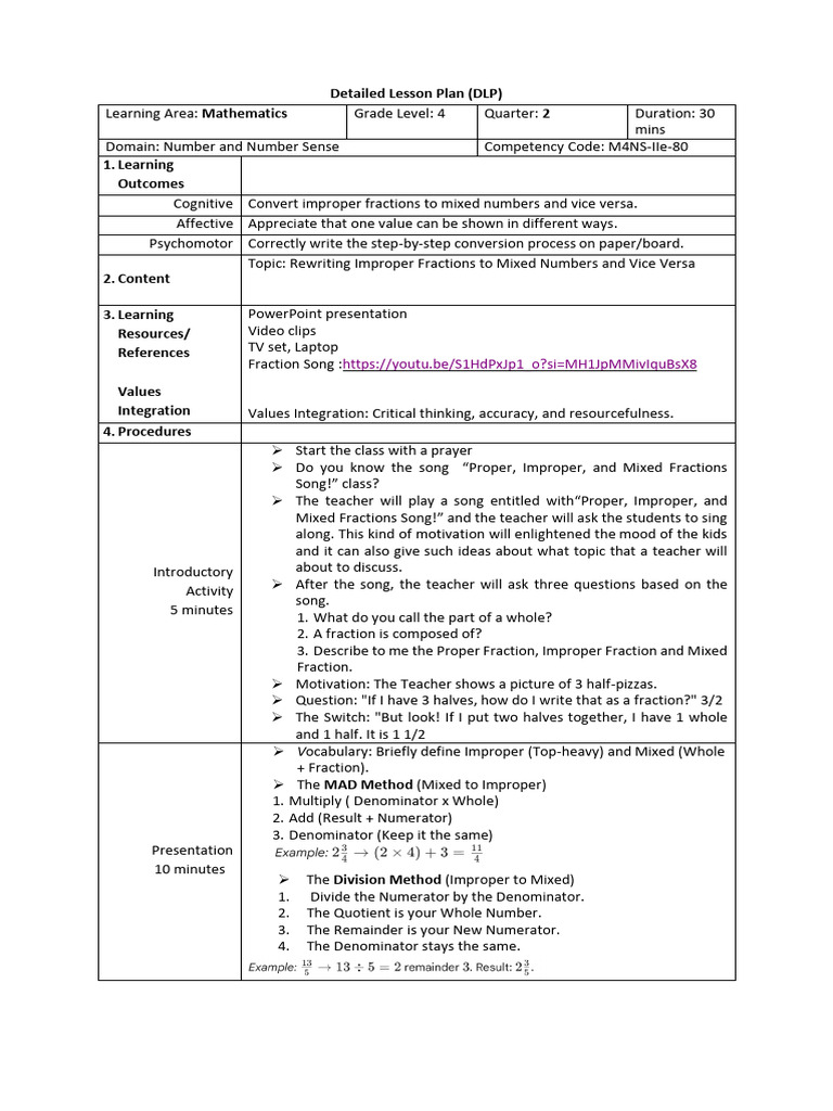 Math Grade 4- Dlp(Mhcs) | PDF | Mathematics | Cognition