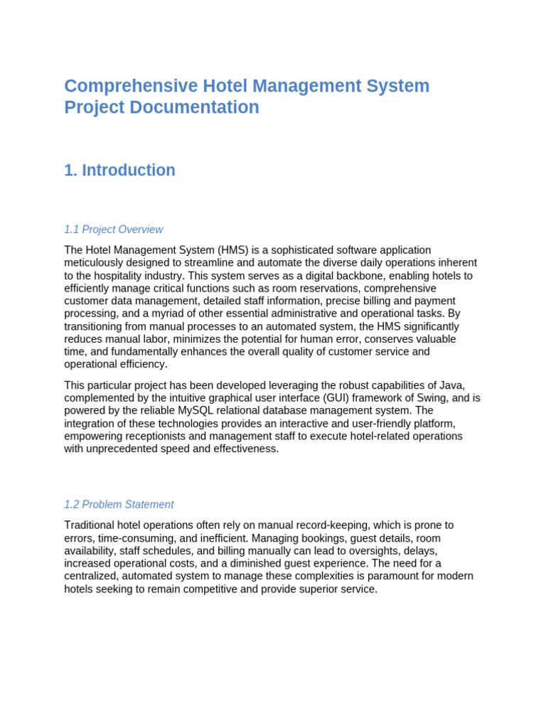 Hotel Management System Project | PDF | Databases | Cloud Computing