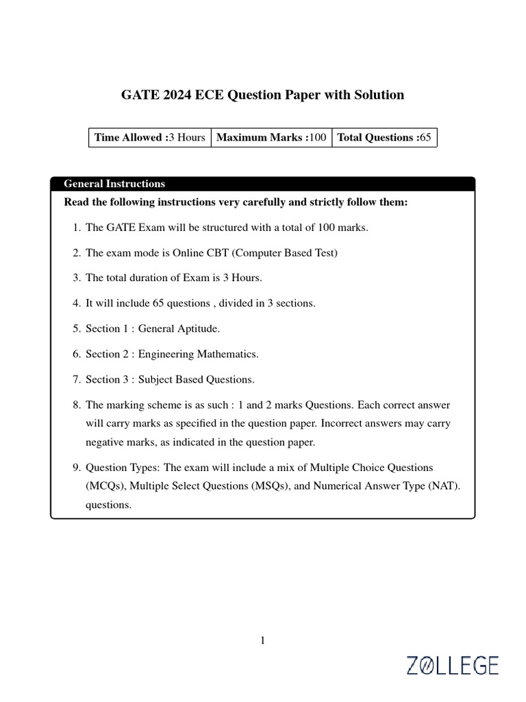 Gate 2024 Solution | PDF | Logarithm | Feedback