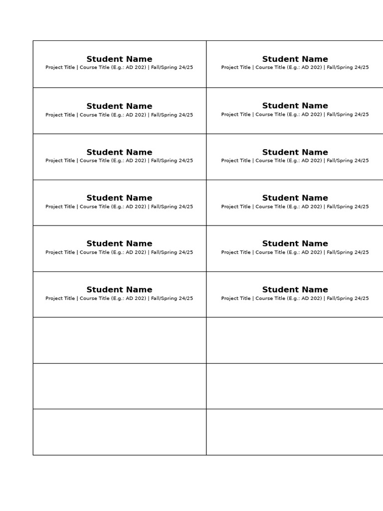 A3 Student Tags | PDF
