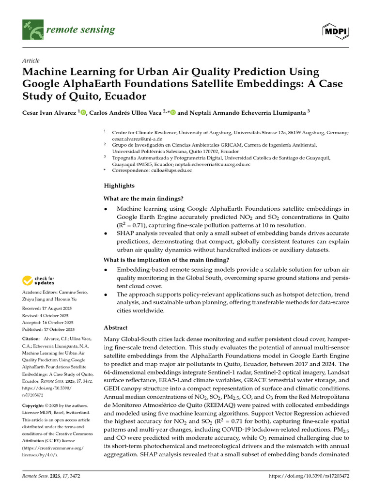 Machine Learning for Urban Air Quality Prediction Using | PDF ...