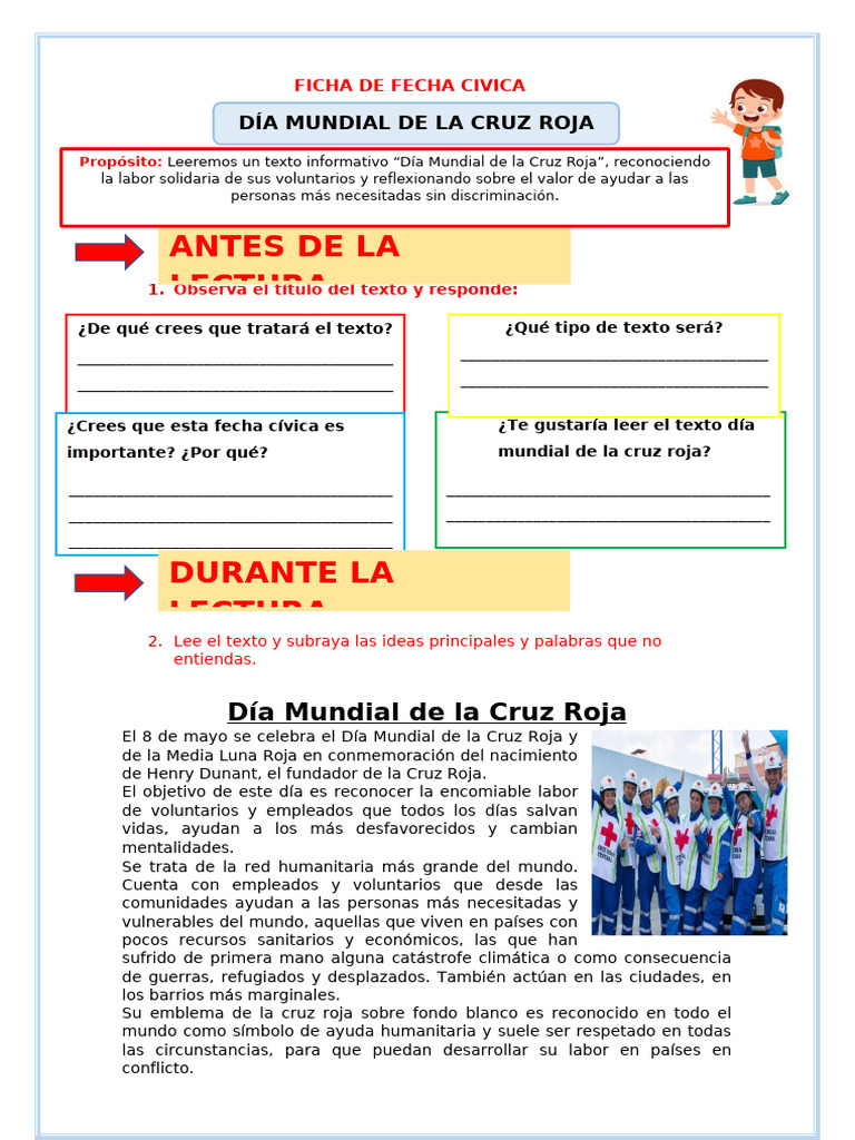 FICHA FECHA CIVICA CRUZ ROJA | PDF | Movimiento Internacional de la ...