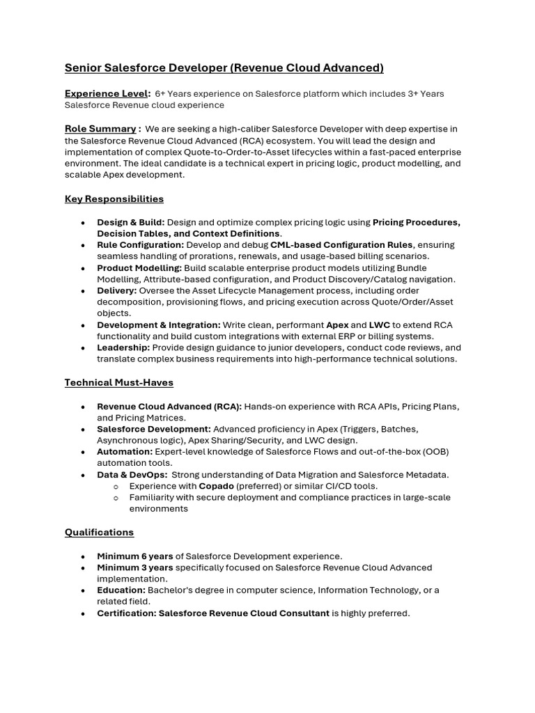 RCA - Senior Salesforce Developer | PDF | Cloud Computing | Information ...