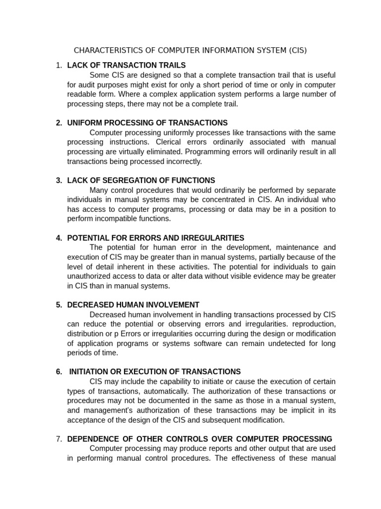 Characteristics of Computer Information System | PDF | Information ...