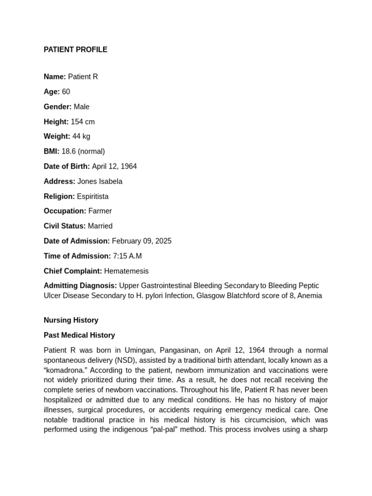 PUD - PATIENT'S PROFILE - SIMC - REVISED | PDF | Pain | Common Cold