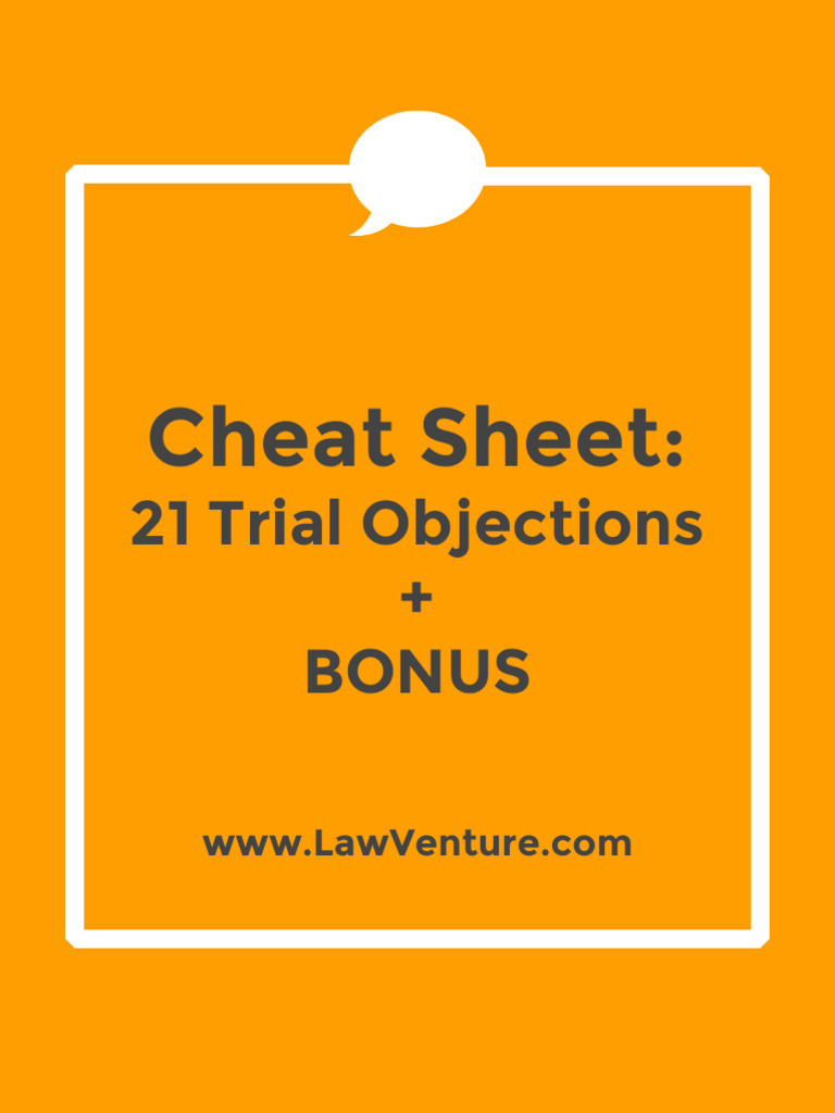 Objections Cheat Sheet Law Venture Members | PDF | Relevance (Law ...