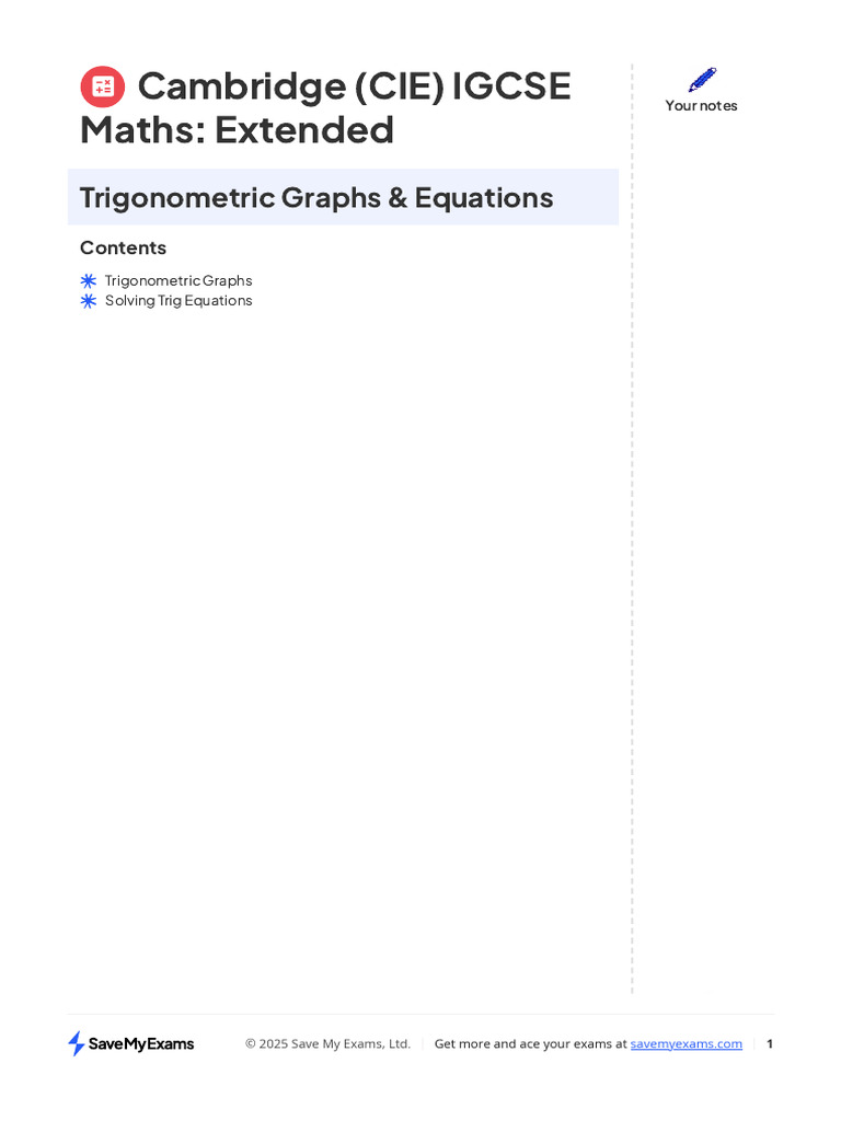 Trigonometric Graphs & Equations | PDF | Trigonometric Functions ...