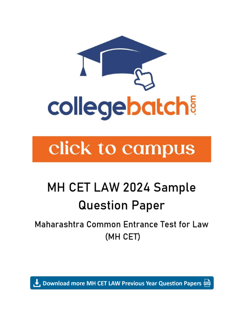 MH CET LAW 2024 Sample Question Paper (1) | PDF
