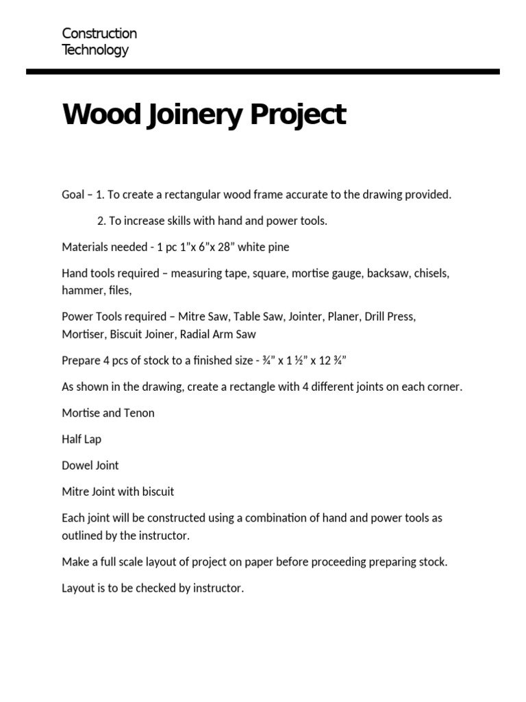 Wood Joinery Project | PDF