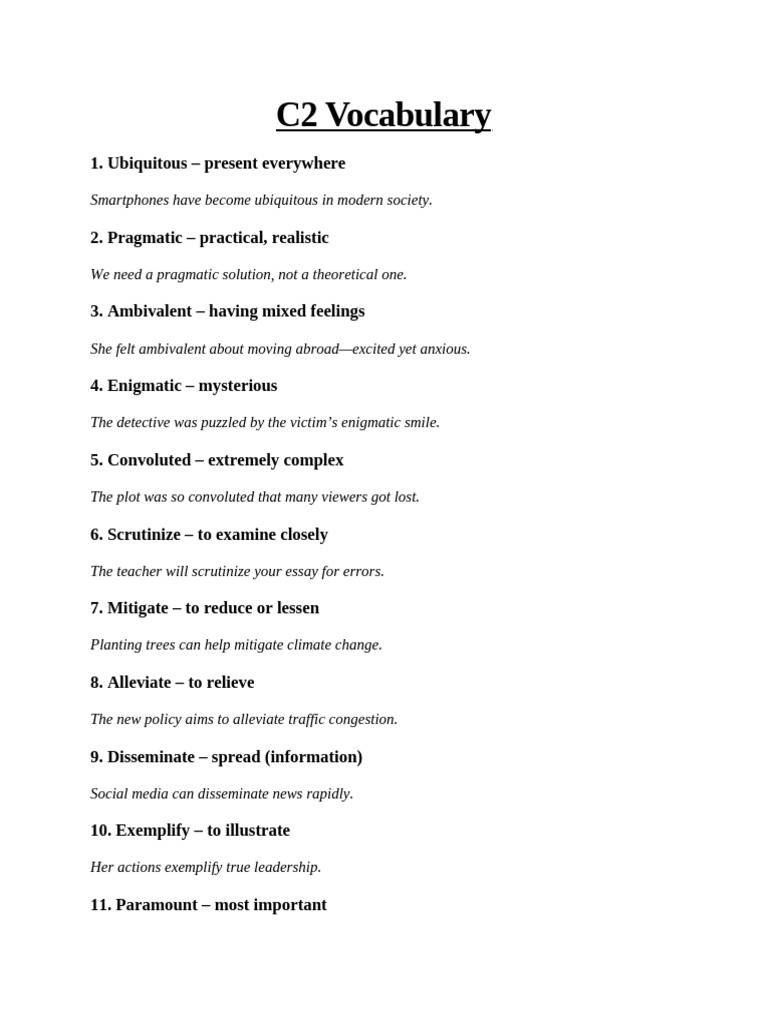 C2 Vocabulary | PDF | Argument