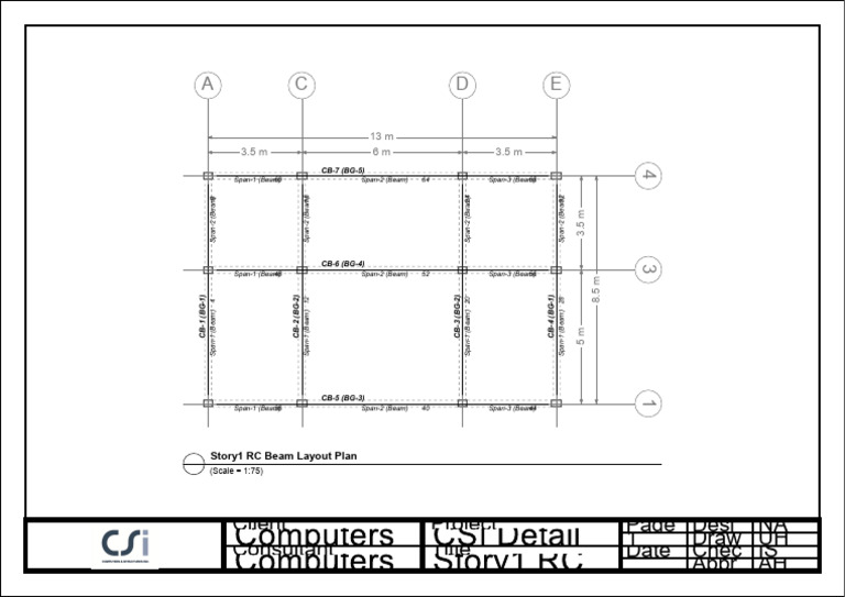New Pro - Story1 RC Beam Layout Plan | PDF