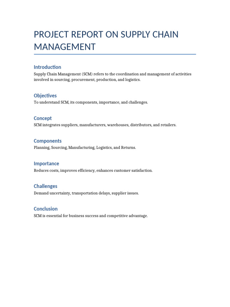 Supply Chain Management Report | PDF