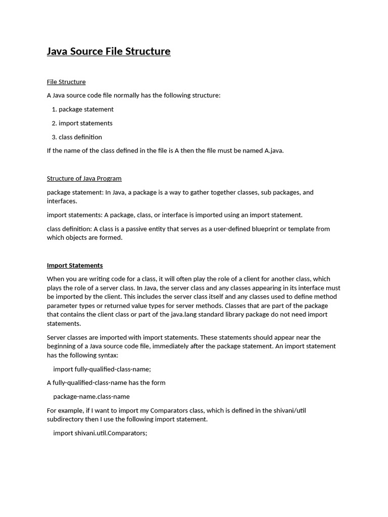 Java Source File Structure | PDF