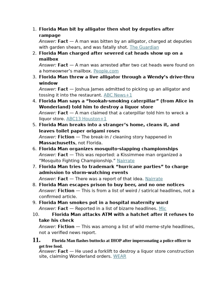 Florida Man Fact or Fiction | PDF