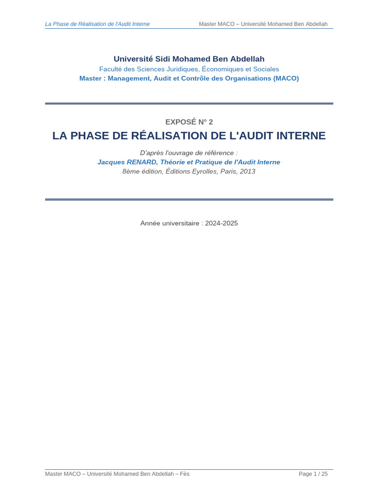 Rapport Phase Realisation Audit-1-1 | PDF | Audit | Sondage d'opinion