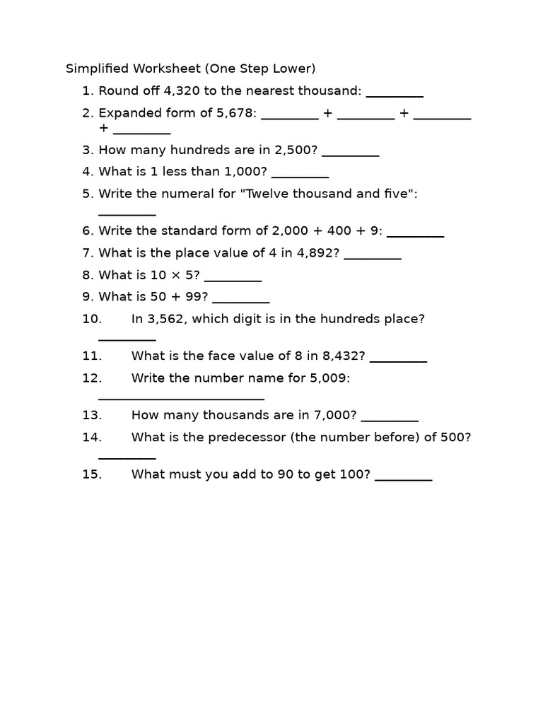 Simplefied Worksheet Think and Write | PDF
