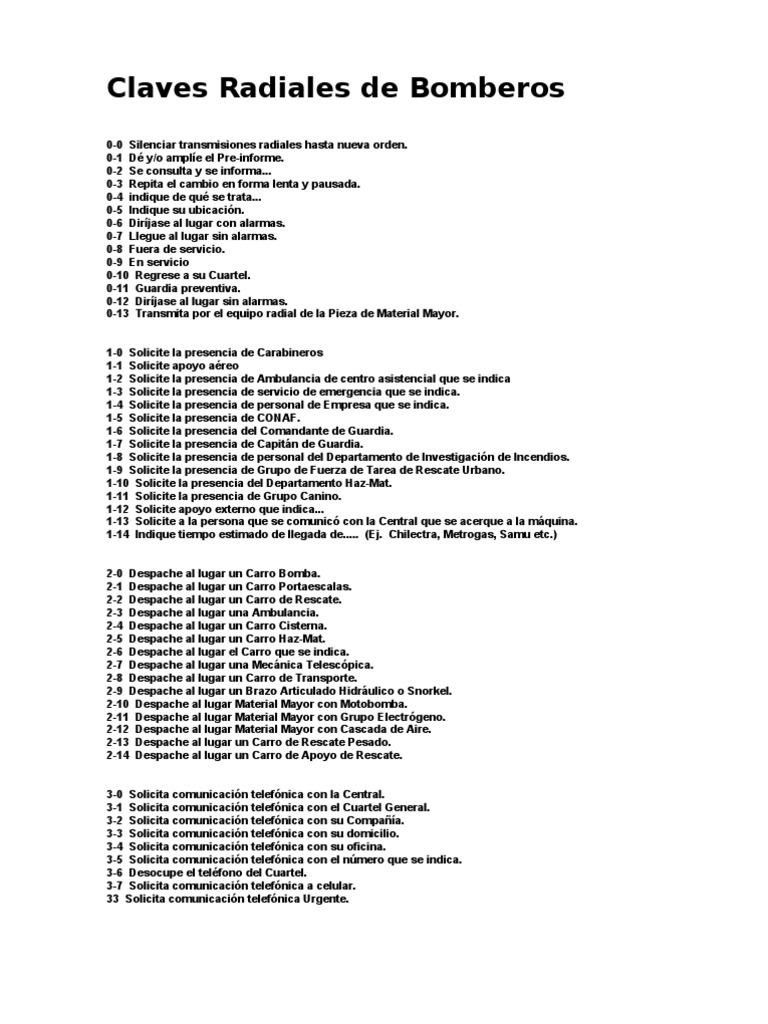 Claves Radiales de Bomberos PDF Seguridad nacional Servicios de