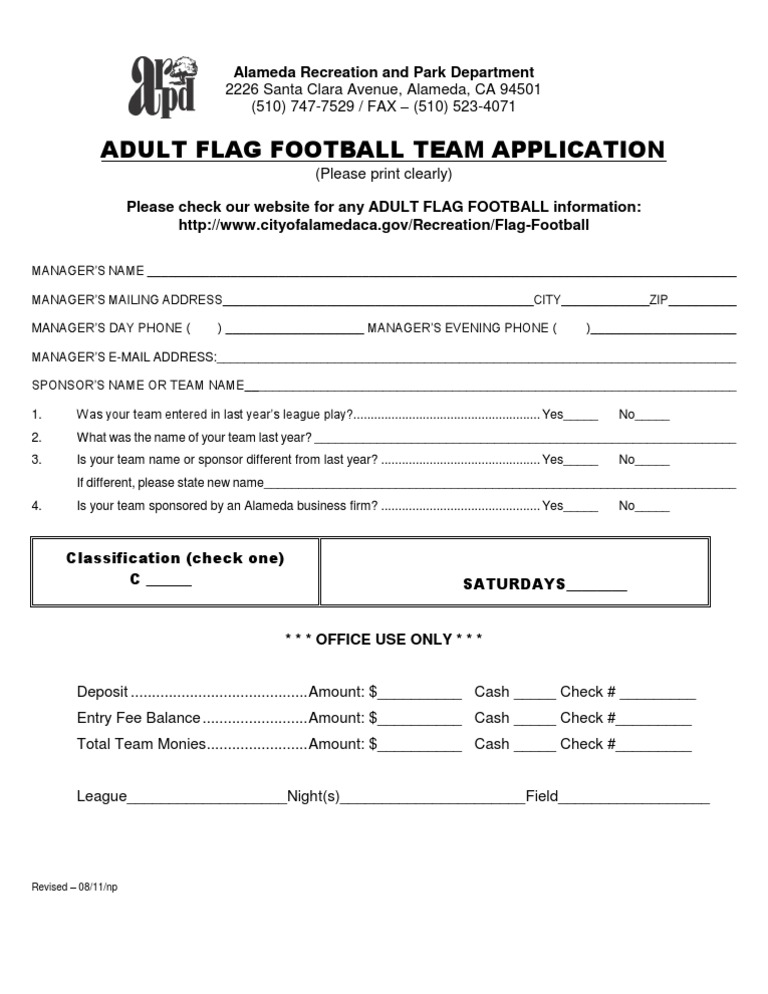 Adult Flagfootball Application | PDF | Business