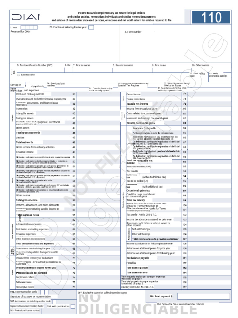 Formulario_110_2026_English_official_style | PDF | Tax Deduction | Taxes