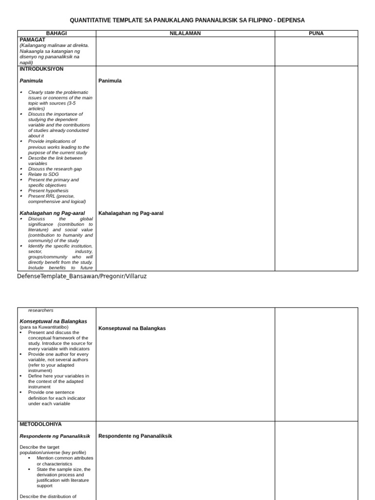 FILIPINO Panukalang Pananaliksik Template | PDF | Sampling (Statistics ...