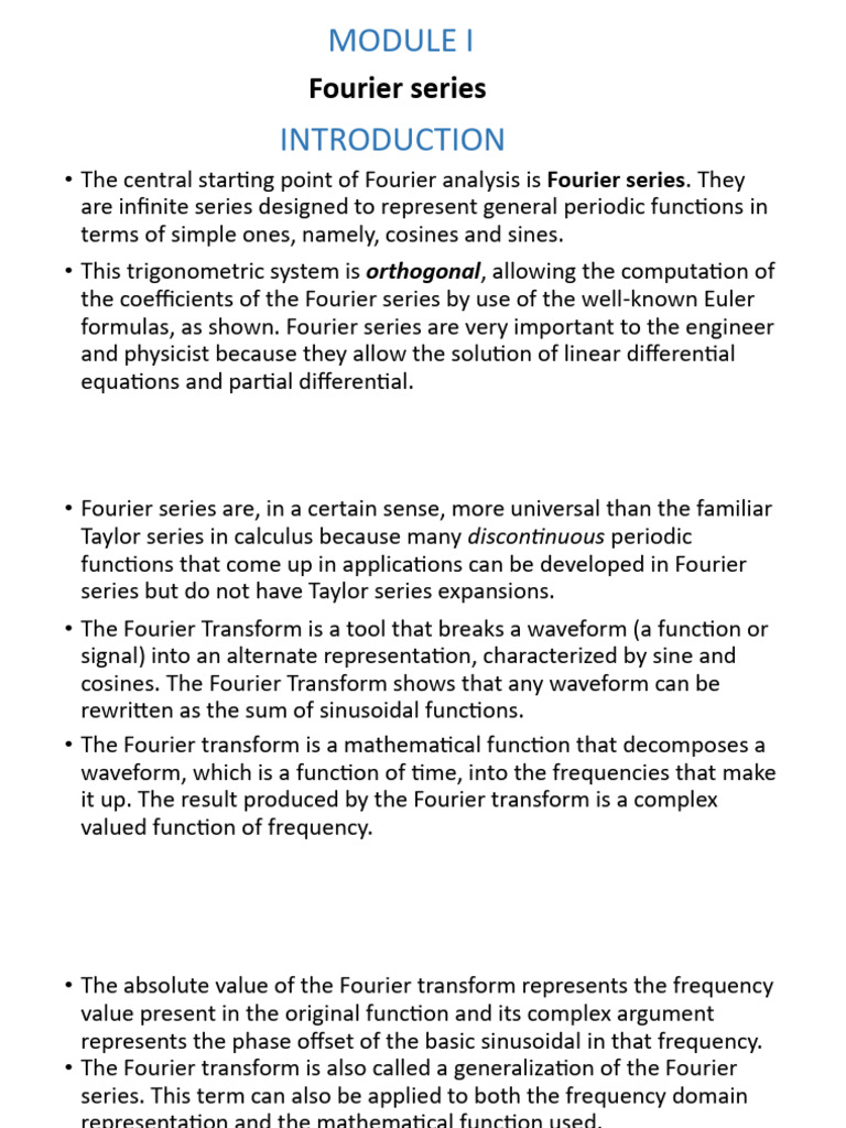 MODULE 1 | PDF | Trigonometric Functions | Fourier Series