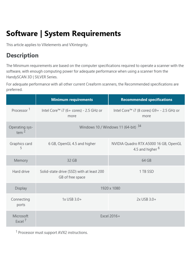 VX System Requirements | PDF