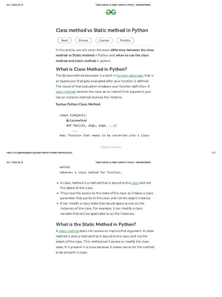 Add_Resource__Class Method vs Static Method in Python - GeeksforGeeks ...