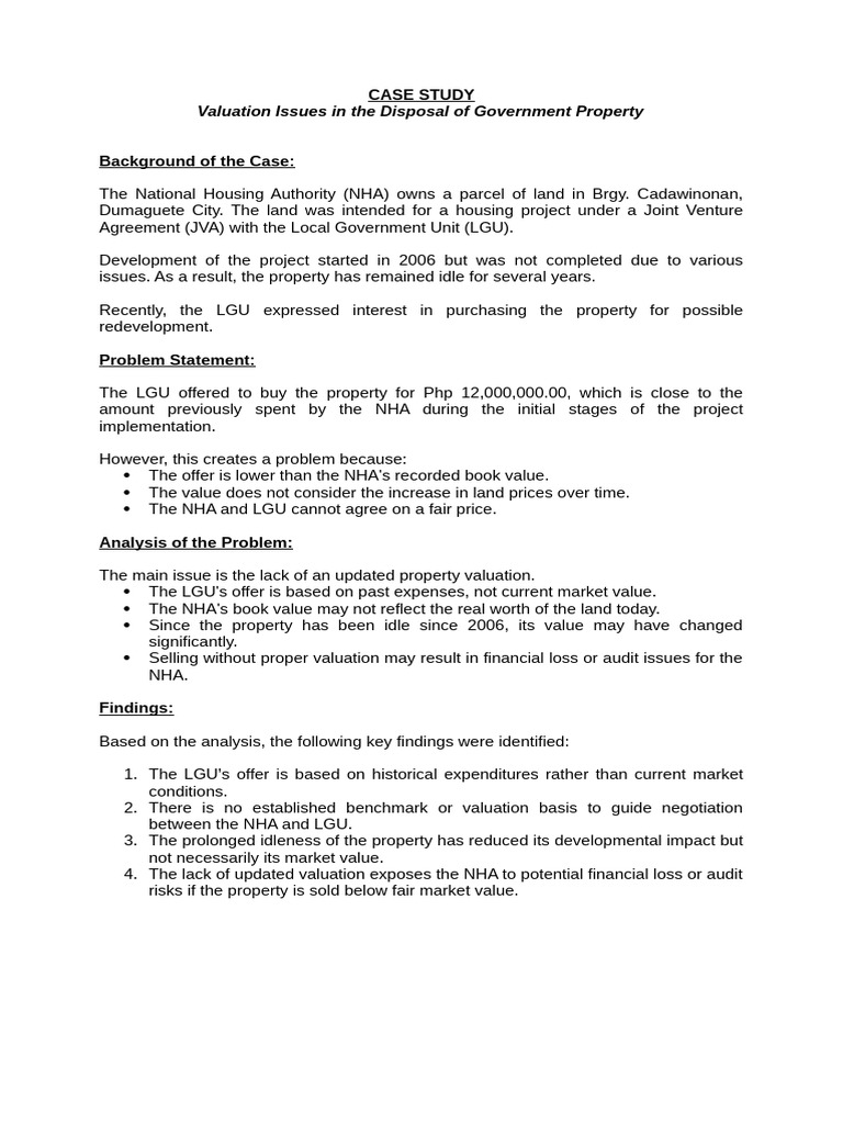 CASE STUDY final | PDF | Valuation (Finance) | Market Value