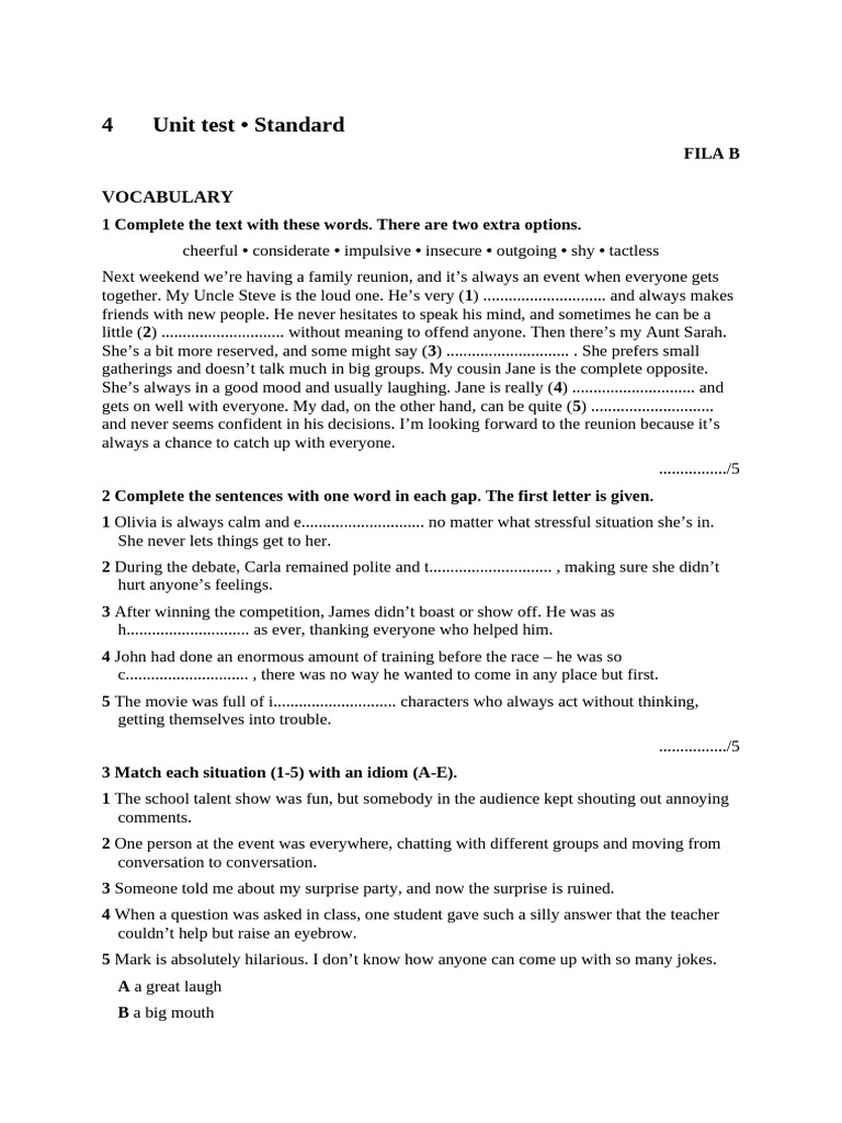 Gateway b2 Unit Test 4 b | PDF | Languages | Foreign Language Studies