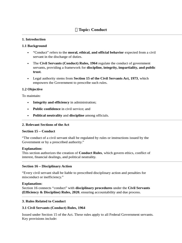 Conduct Final | PDF | Civil Service | Integrity