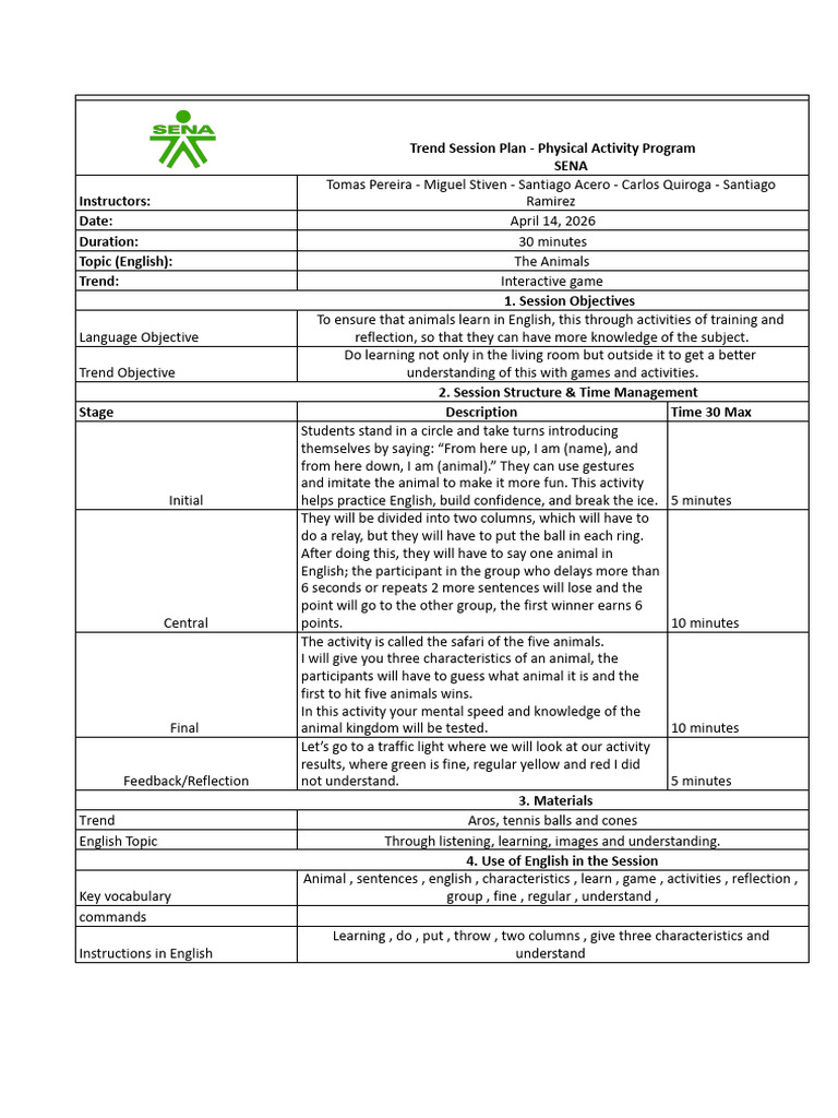 Session Planning Trend English - Session Planning Format | PDF ...