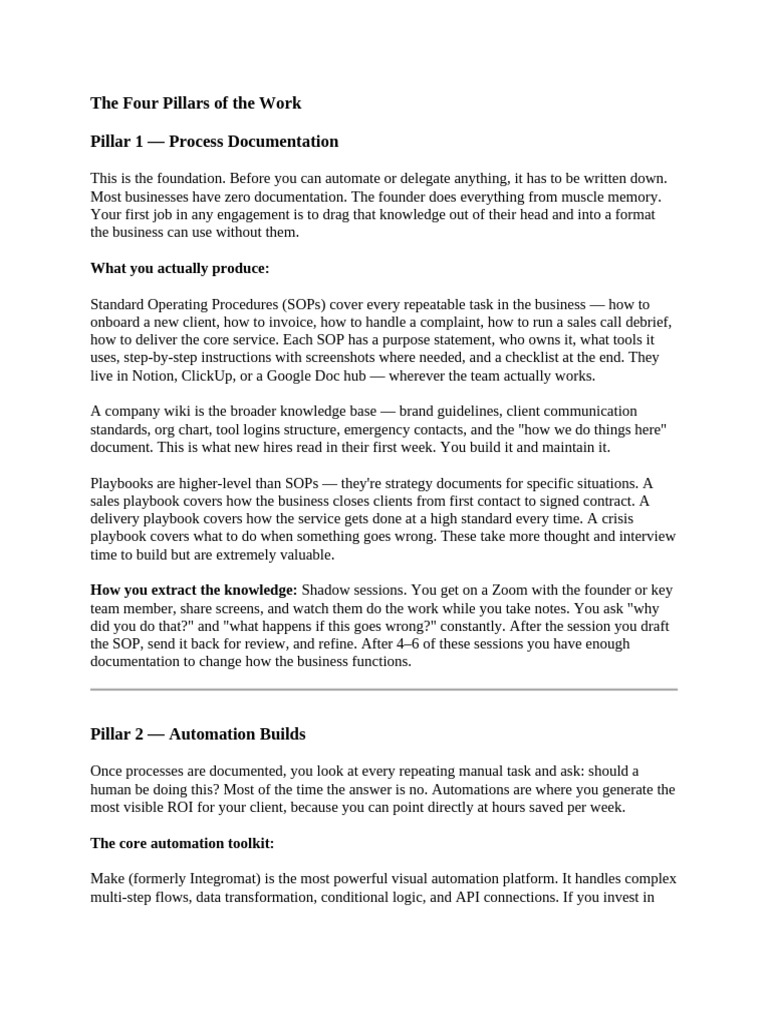 The Four Pillars of The Work | PDF | Automation | Customer Relationship ...