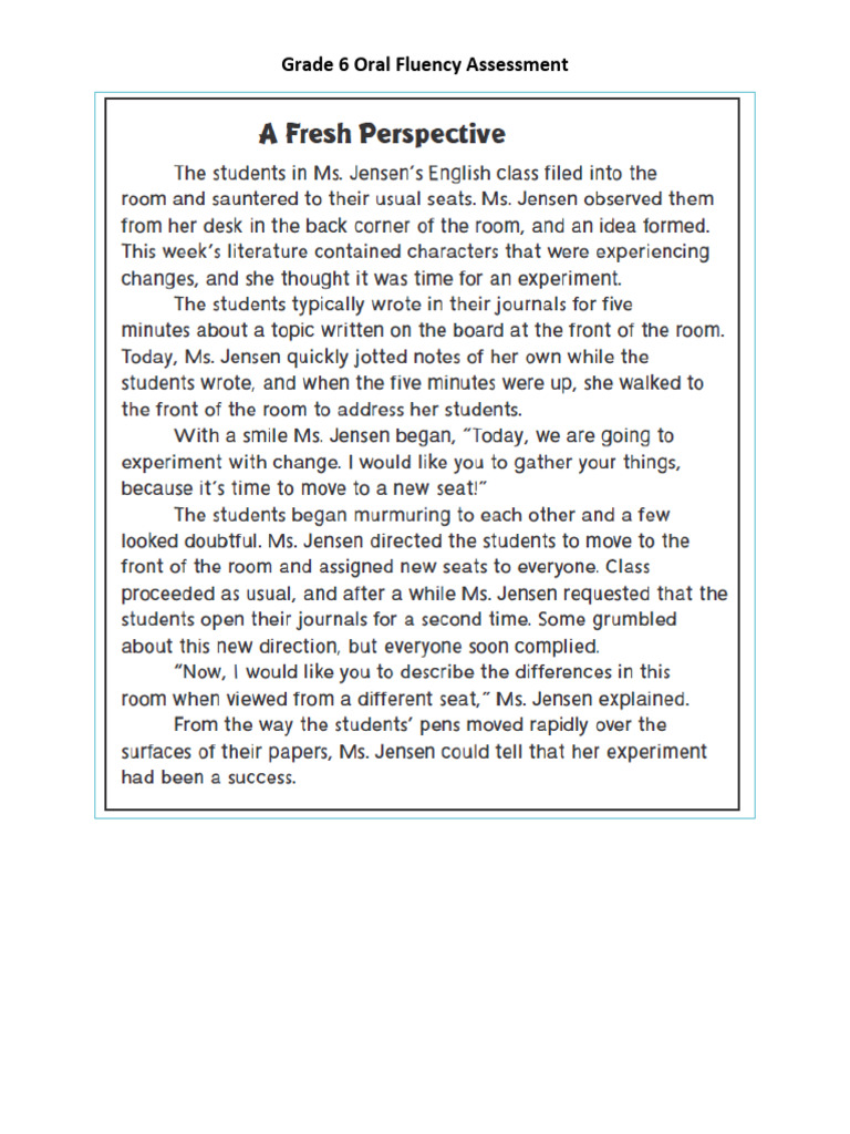 Grade 6 Reading Text 1 | PDF