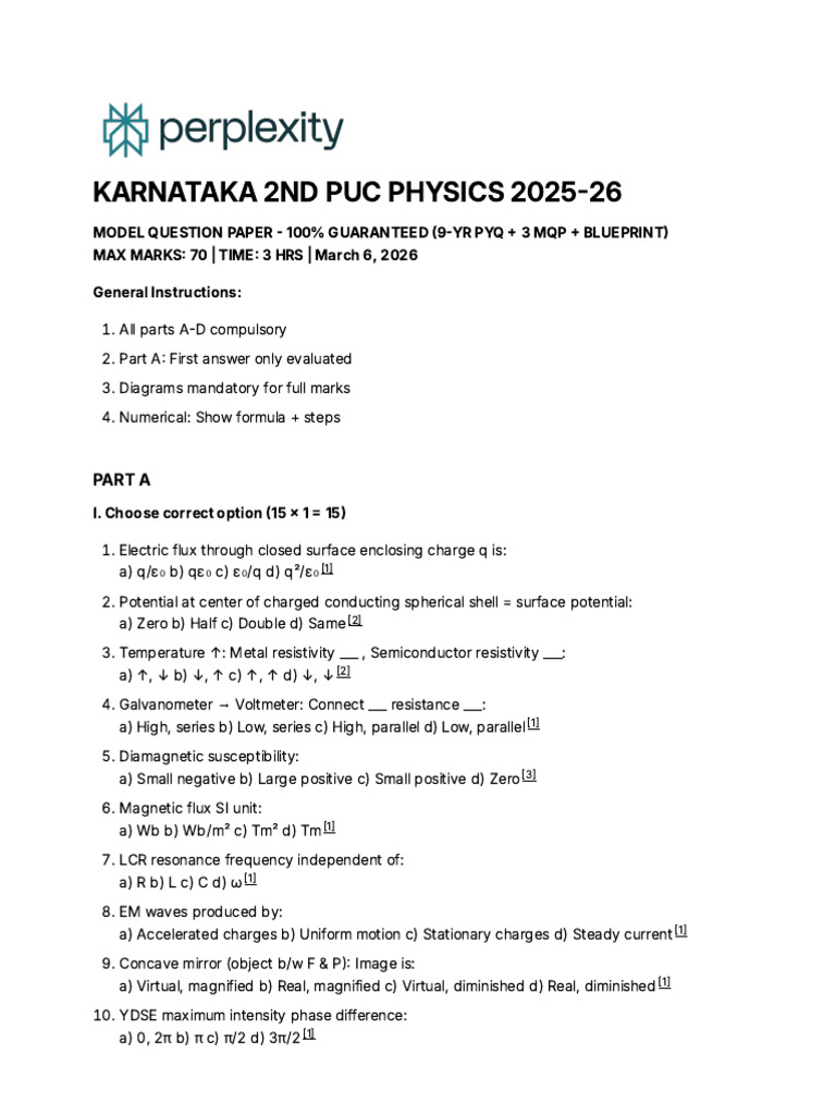 Karnataka 2nd Puc Physics 2025-26, Main | PDF | Magnetic Field ...