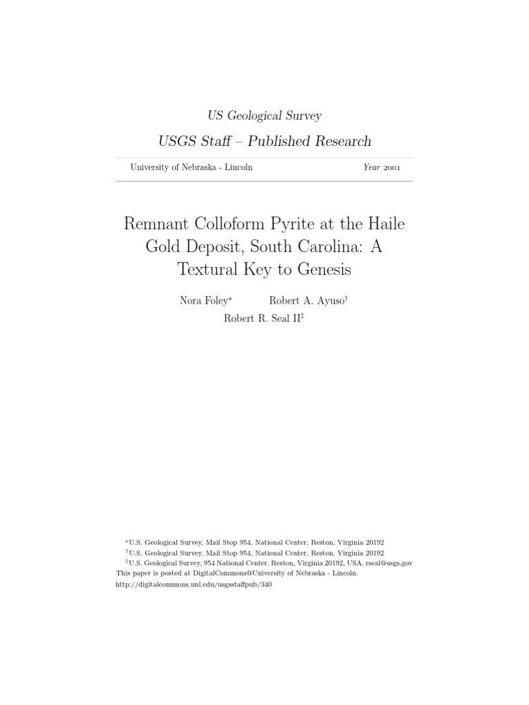 Remnant Colloform Pyrite at the Haile Gold Deposit | PDF | Rock ...