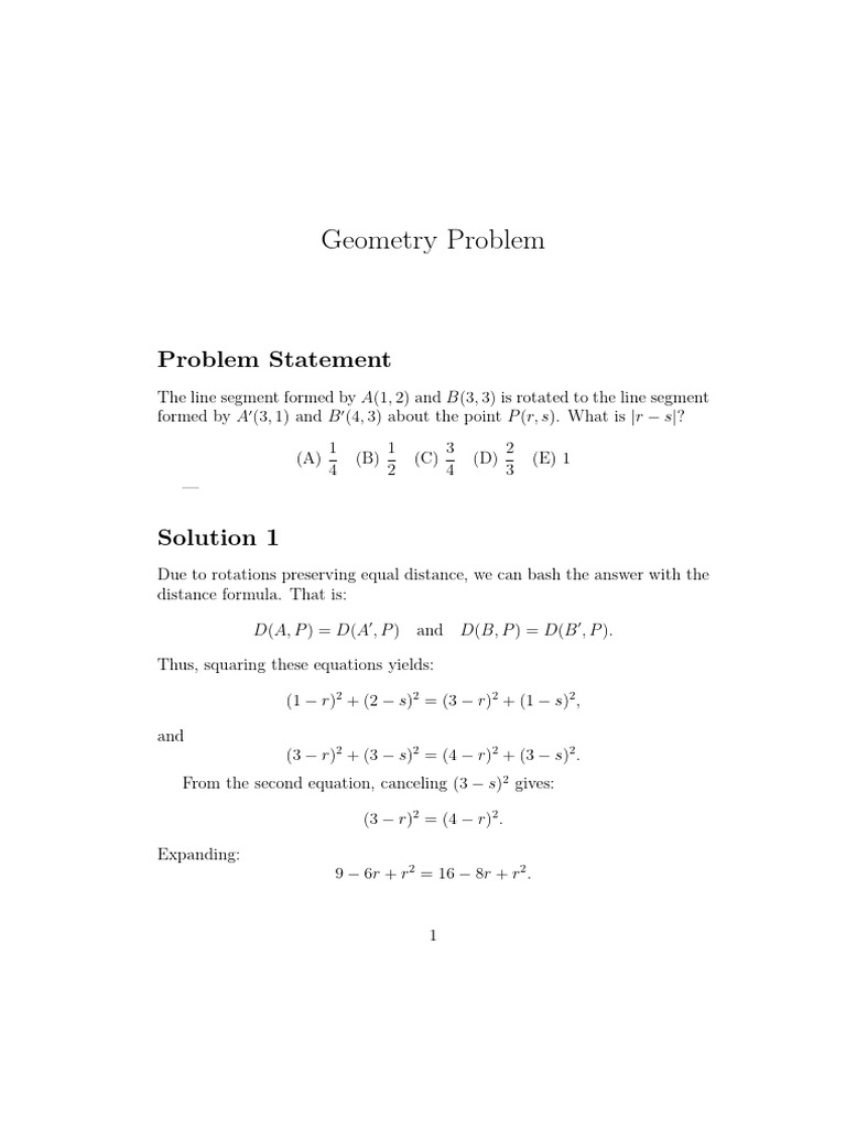 Geometry Problem 1 | PDF | Perpendicular | Elementary Mathematics