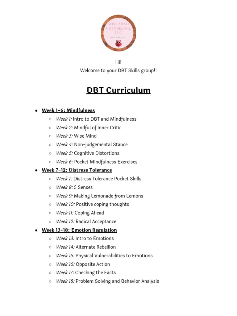 Additional Materials Dbt Crash Clinicians | PDF | Dialectical Behavior ...