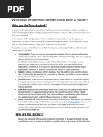 Understanding Threat Actors in Cybersecurity | PDF