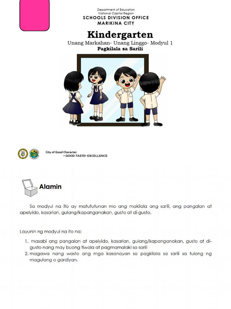 Kinder Q1 Week1 Modyul 1 | PDF