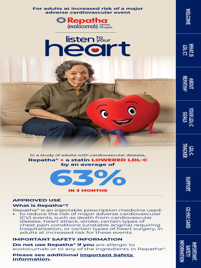 Repatha Patient Brochure | PDF | Low Density Lipoprotein | Statin
