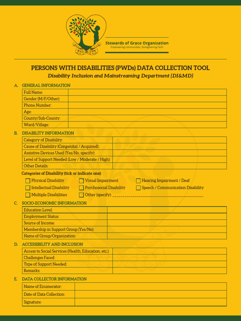 PWD Data Collection Tool | PDF