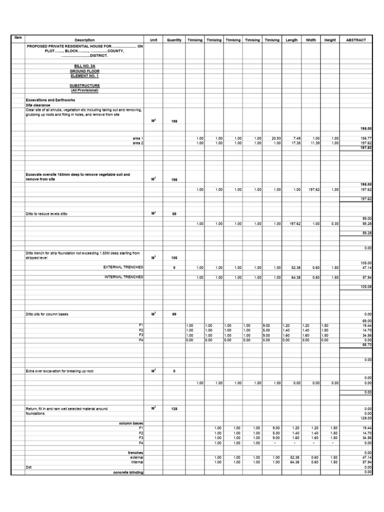 Take off sheet ground & first floor | PDF | Structural Engineering ...