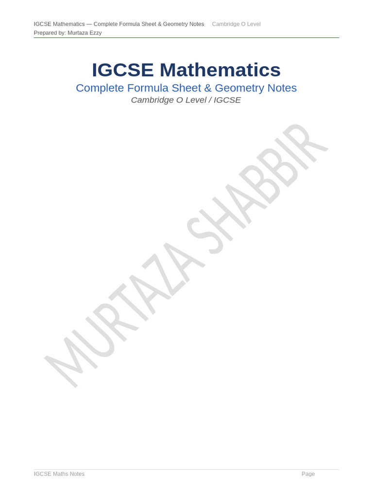 IGCSE Maths Formulas & Notes | PDF | Quadratic Equation | Elementary ...