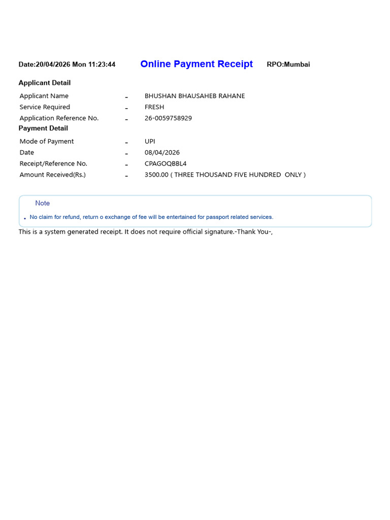 Payment Receipt | PDF